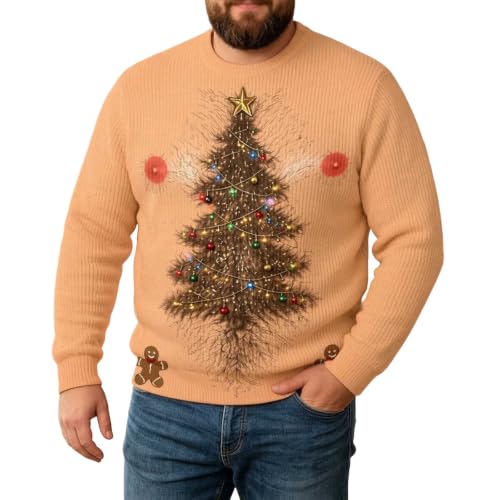 Christmas Sweatshirts For Men 3D Hairy Body Custom Funny Ugly Sweatshirt
