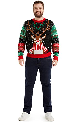 Light Up Ugly Christmas Sweater For Men,Led Funny Xmas Pullover For Party | Led Novelty Festive Knitwear For Women Couples, Creative 3D Design With Lights, Classic Holiday Pattern Santa Reindeer Llama 2 Light Up Ugly Christmas Sweater For Men,Led Funny Xmas Pullover For Party