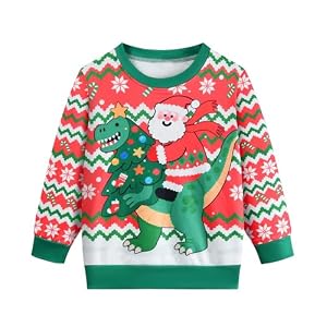 Boys' Dinosaur And Digger Christmas Sweatshirt, Ages 4-10