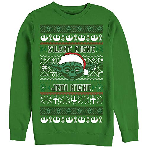 Star Wars Men’S Ugly Christmas Yoda Silent Night Sweatshirt