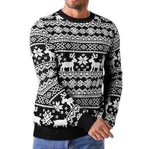 Jmierr Patterned Black Knitted Christmas Jumper For Men