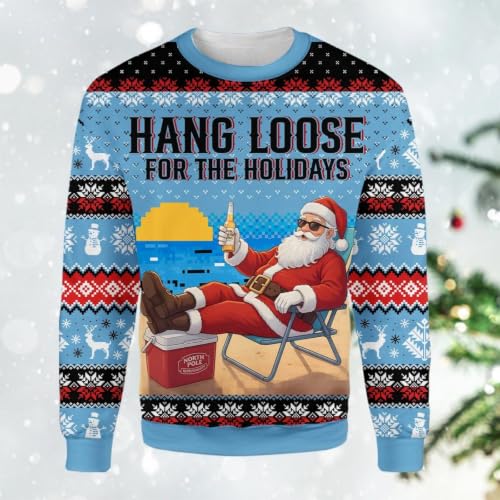 Mens Christmas Crewneck Sweatshirt Funny Xmas Graphic Pullover Tops - Image 3