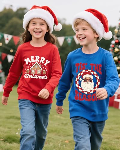 Christmas Sweatshirt For Girls Ugly Xmas Santa Cotton Graphic Crewneck Pullover Top 3-12 Years - Image 4