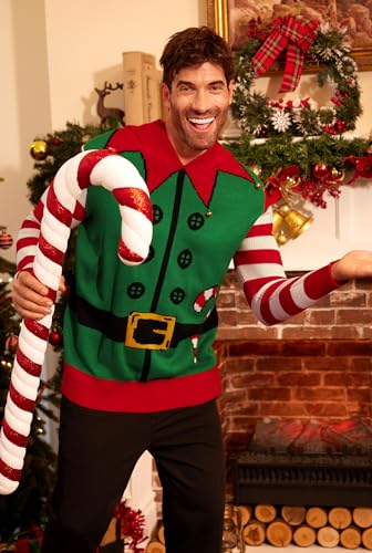 Arvilhill Mens Christmas Hooded Sweater Santa Elf Holiday Funny Knit Xmas Hoodie (S-Xxl)