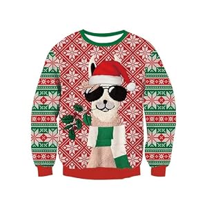 Kids' 3D Dinosaur Christmas Pullover, Long Sleeve