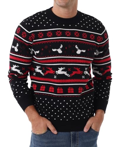 Askdeer Men'S Ugly Christmas Sweater Soft Casual Xmas Pullover Classic Knitted Crewneck Sweaters With Ribbing Edge