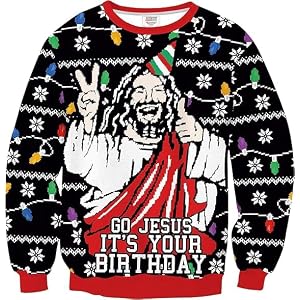 Unisex Ugly Christmas Sweatshirt Funny 3D Graphic Pullover Long Sleeve Crewneck Sweater For Women Men