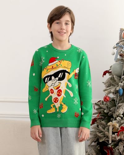 Runhit Boys Ugly Christmas Sweater Kids Funny Crew Neck Knitted Christmas Pullover For Xmas Holiday - Image 2