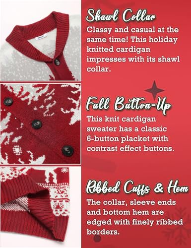 Coofandy Mens Christmas Cardigan Sweater Shawl Collar Knitted Xmas Knitwear | Festive Christmas Sweaters, Button Up Sweater, Holiday Cardigan, Ugly Sweater, Xmas Clothes, Fall Winter Fashion 2026 - Image 6