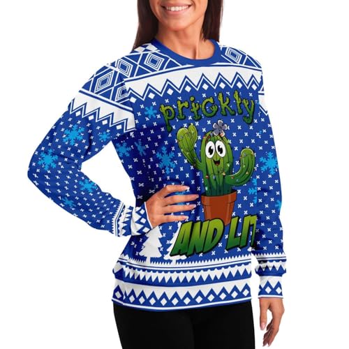 Prickly &Amp; Lit Sweatshirt | Ugly Christmas Sweater, Xmas Sweater, Funny Holiday Sweater, Funny Shirt L Blue - Image 6