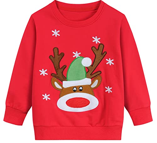 Ddsol Toddler Little Girl Christmas Sweatshirt Kid Ugly Santa Claus Reindeer Tree Shirt Xmas Long Sleeve Tee Top Clothes