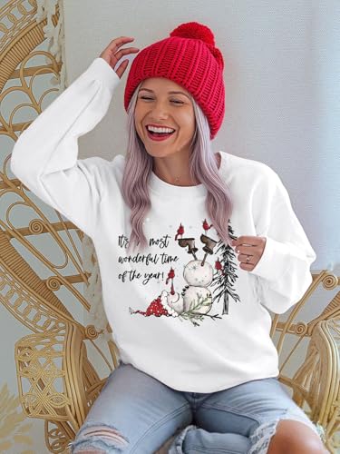 Christmas Sweatshirts For Women Xmas Holiday Cute Graphic Pullovers - Image 2