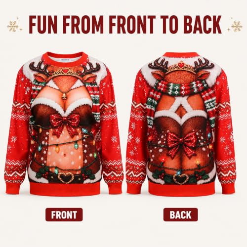 Women Ugly Christmas Crewneck Novelty Sweatshirt Long Sleeve Sweater Shirt - Image 3