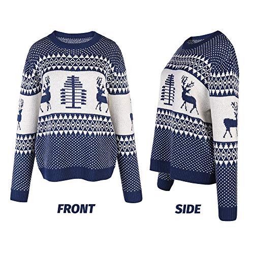 Exlura Patterns Reindeer Ugly Christmas Crew Neck Long Sleeve Sweater Jumper Pullover Knitted Printed Tops 3 Exlura Patterns Reindeer Ugly Christmas Crew Neck Long Sleeve Sweater Jumper Pullover Knitted Printed Tops