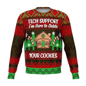 'Here To Delete Your Cookies' Santa Christmas Jumper, Red