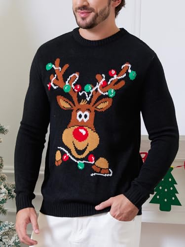 Ventelan Men’S Ugly Christmas Sweater Funny Santa Xmas Crew Neck Sweaters