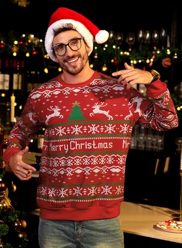 Arvilhill Mens Ugly Christmas 3D Printed Party Holiday Sweatshirt Funny Xmas Long Sleeve Sweater Snowflake Xl