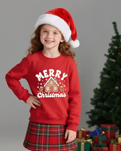 Christmas Sweatshirt For Girls Ugly Xmas Santa Cotton Graphic Crewneck Pullover Top 3-12 Years - Image 2
