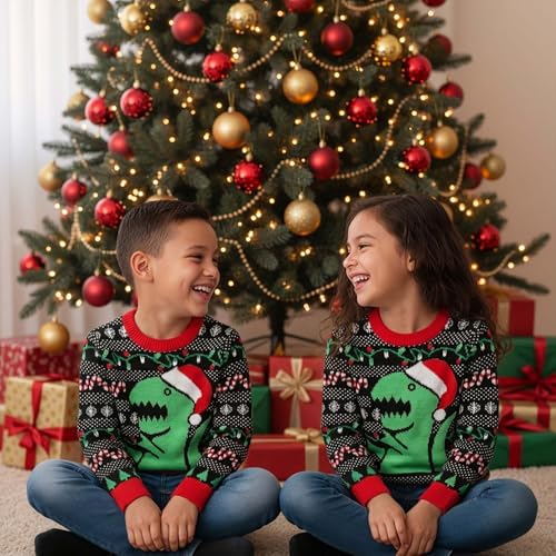 Tstars Kids Ugly Christmas Sweater Dino Gamer Swishmas Boy Girl Holiday - Image 6