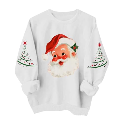 Women Retro Santa Graphic Crew Neck Christmas Pullover Sweatshirt 1 Women Retro Santa Graphic Crew Neck Christmas Pullover Sweatshirt