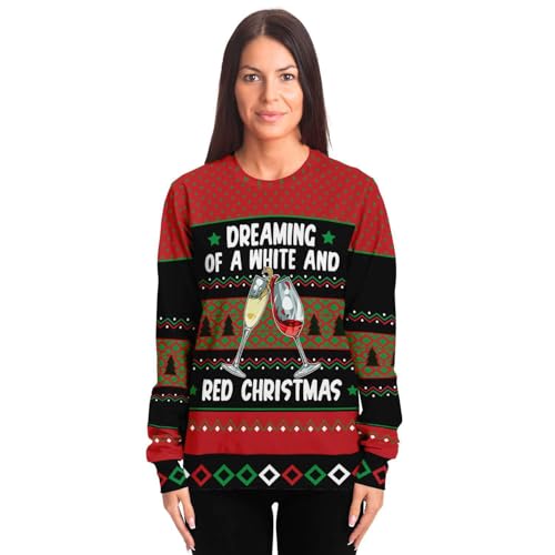 Dreaming Of A White &Amp; Red Christmas Sweatshirt | Unisex Ugly Christmas Sweater, Xmas Sweater, Funny Holiday Sweater, Funny Shirt L