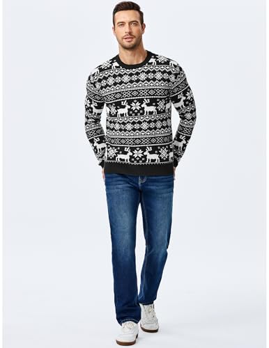Jmierr Mens Ugly Christmas Sweater Pullover Sweater, Patterned Black, 2Xl | Funny Sweater, Long Sleeve, Warm Fall Winter Gear, Casual Regular Fit Jumpers, Soft Knit Fabric, Cute，Christmas Holiday - Image 5