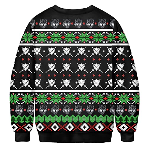 Unisex 3D Printed Christmas Sweatshirts Crew Neck Long Sleeve Loose Top Xmas Pullover