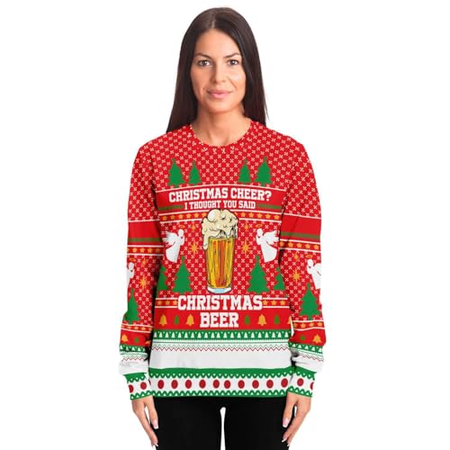 Christmas Beer Sweatshirt | Unisex Ugly Christmas Sweater, Xmas Sweater, Funny Holiday Sweater, Funny Shirt L Red - Image 2