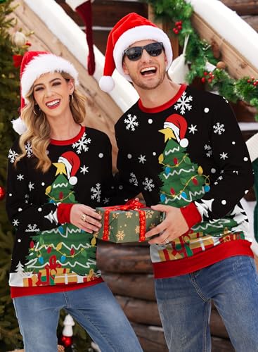 Mainfini Unisex Ugly Christmas Sweatshirts Adult Funny 3D Xmas Pullover (S-3Xl)