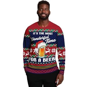 'Most Wonderful Time For A Beer' Christmas Jumper, Red