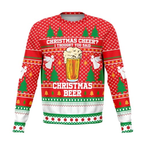 Christmas Beer Sweatshirt | Unisex Ugly Christmas Sweater, Xmas Sweater, Funny Holiday Sweater, Funny Shirt L Red - Image 3