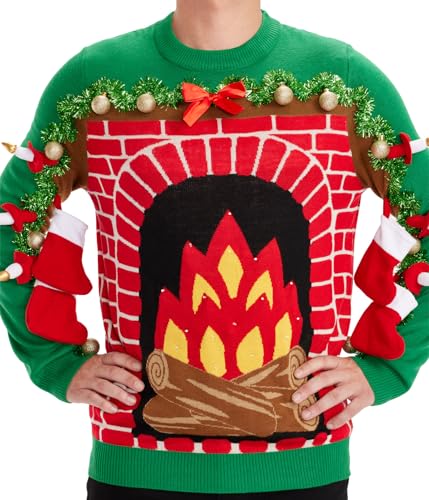 Tipsy Elves Light Up Ugly Christmas Sweaters For Men - Funny Holiday Pullover With Led Lights For Winter Gatherings 2 Tipsy Elves Light Up Ugly Christmas Sweaters For Men
