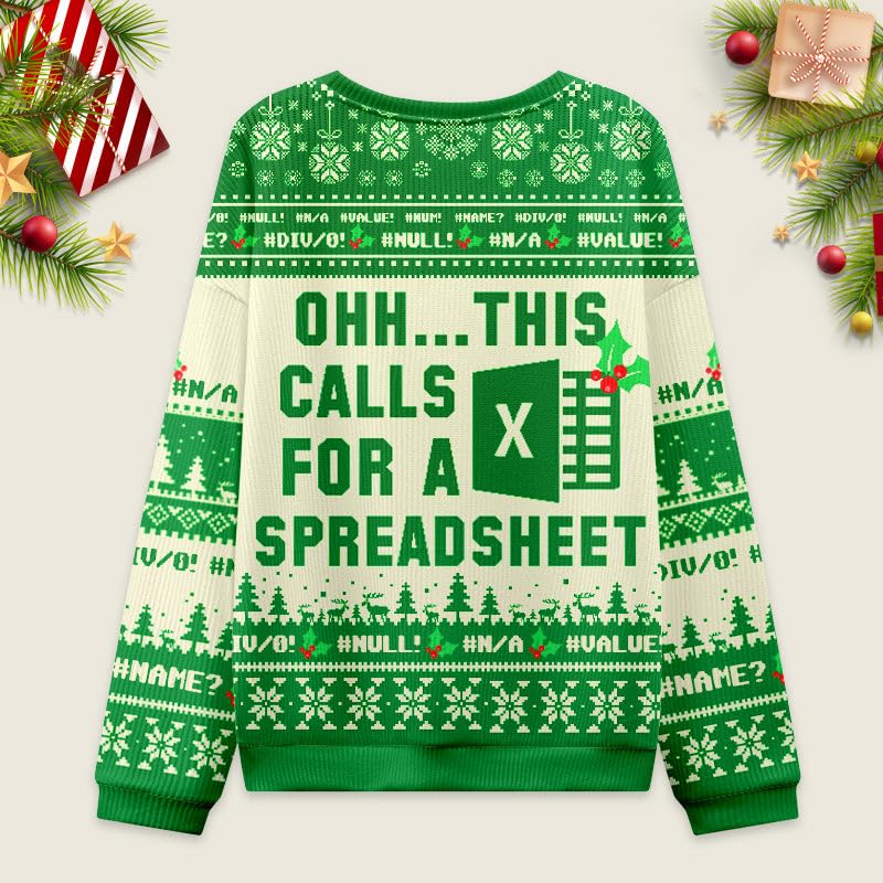 Funny Spreadsheet Ugly Christmas Knit Sweatshirt For Men Women