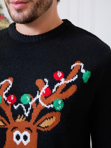 Ventelan Men’S Ugly Christmas Sweater Funny Santa Xmas Crew Neck Sweaters