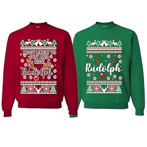 Wild Custom Apparel Rodiolph Most Likely Try To Ride Rodolph Funny Couples Matching Ugly Christmas Sweatshirt Sweater 14 41Urg6Bdn+L. Ss300