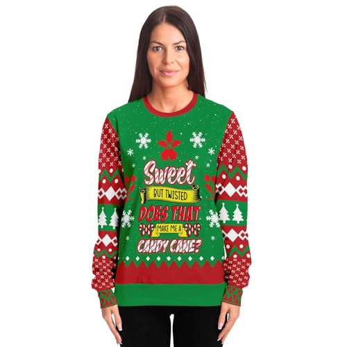 Sweet But Twisted Sweatshirt | Unisex Ugly Christmas Sweater, Xmas Sweater, Funny Holiday Sweater, Funny Shirt M Green - Image 4