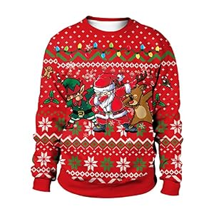 Christmas Sweatshirt, Ugly Christmas Sweater Couples Crewneck Sweatshirts Unisex Long Sleeve Pullover Top 1 Christmas Sweatshirt