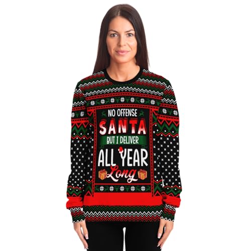 I Deliver All Year Long Christmas Sweatshirt | Unisex Ugly Christmas Sweater, Xmas Sweater, Funny Holiday Sweater, Funny Party Shirt L Green - Image 5