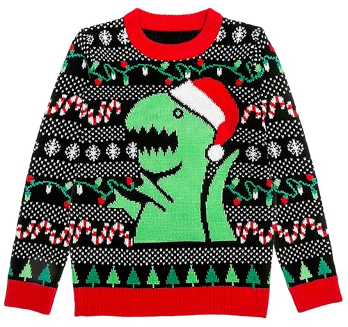 Tstars Kids Ugly Christmas Sweater Dino Gamer Swishmas Boy Girl Holiday