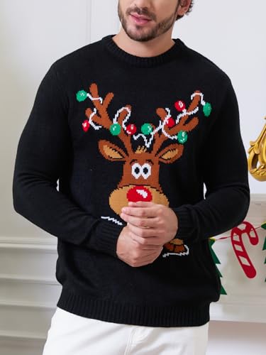 Ventelan Men’S Ugly Christmas Sweater Funny Santa Xmas Crew Neck Sweaters