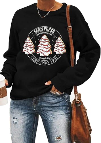 Christmas Sweatshirts For Women Funny Christmas Sweater Cozy Holiday Graphic Tops