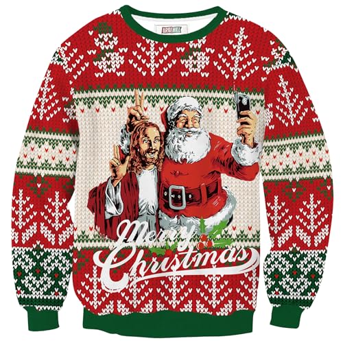 Men'S Ugly Christmas Funny Sweatshirt Loose Fit Adult Xmas 3D Print Sweater For Holiday (S-3Xl)