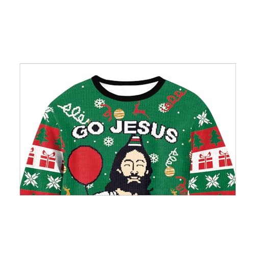 Unisex Ugly Christmas Sweatshirts 3D Printed Funny Graphic Long Sleeve T-Shirt Crewneck Sweatshirts Jesus Greenl - Image 4