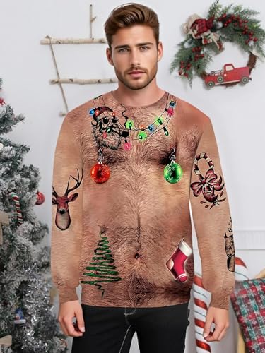 Ntswzys Unisex Adult Ugly Christmas Sweatshirt 2025 Crewneck 3D Printed Funny Sweatshirts Long Sleeve Holiday Pullover