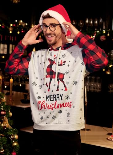 Arvilhill Men’S Ugly Christmas Hoodies Vintage Red Plaid Sweatshirt (S-3Xl)