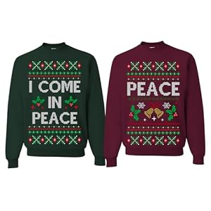I Come In Peace Couples Sweatshirt Ugly Christmas Matching Crewneck Sweater 8 41F6Kamkm4L. Ss300