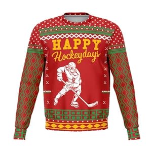 Happy Hockey Days Christmas Jumper, Red