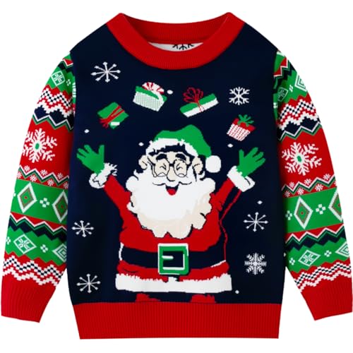 Toddler Ugly Christmas Sweater Boy Girl Funny Xmas Sweatshirt Kids Reindeer Santa Knit Pullover Holiday Tops 3-7 Years