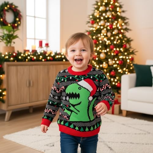 Tstars Kids Ugly Christmas Sweater Dino Gamer Swishmas Boy Girl Holiday - Image 4
