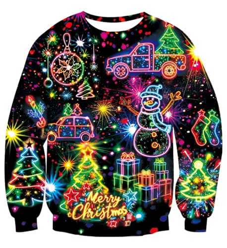 Uideazone Mens Ugly Christmas Sweater Funny Chest Hairy Xmas Sweatshirts, S